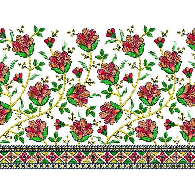 Flower Border Embroidery Pattern