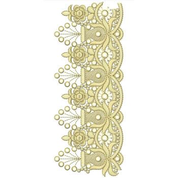 Flower Pot Cut Work Cushioning Stitches Border Design 24802