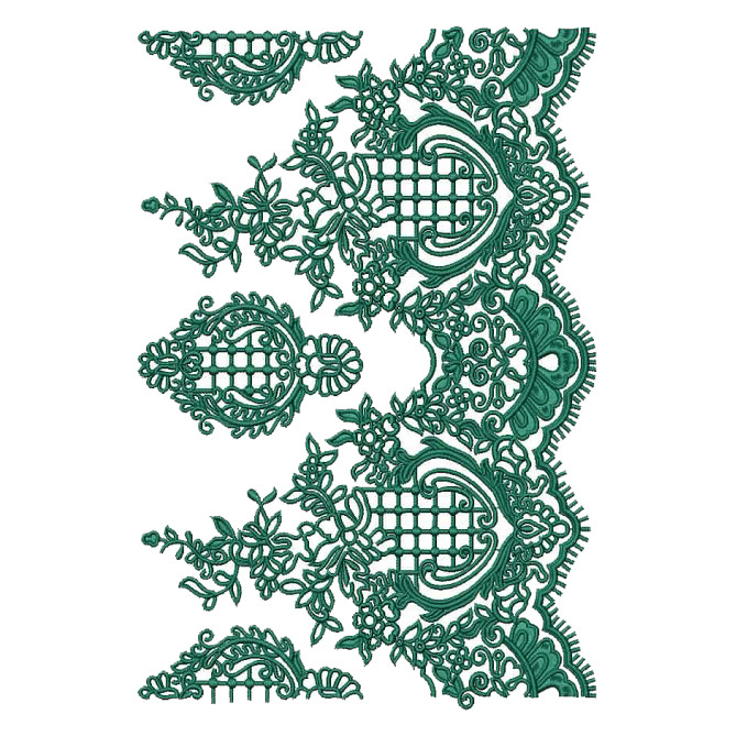 French Alencon Border Embroidery Design 25013