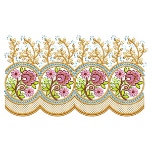 Geometric Floral Motif Border