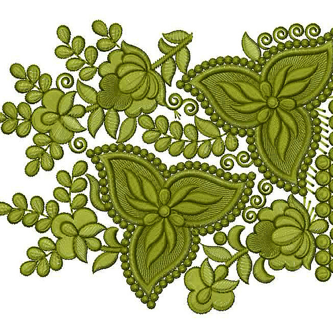 Green Leaf Border Embroidery Design 25310