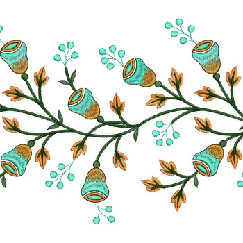 Elegant Floral Border Machine Embroidery Design - Kurti & Home Decor