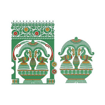 Peacock And Kalash Embroidery For Wall Hanging Rug