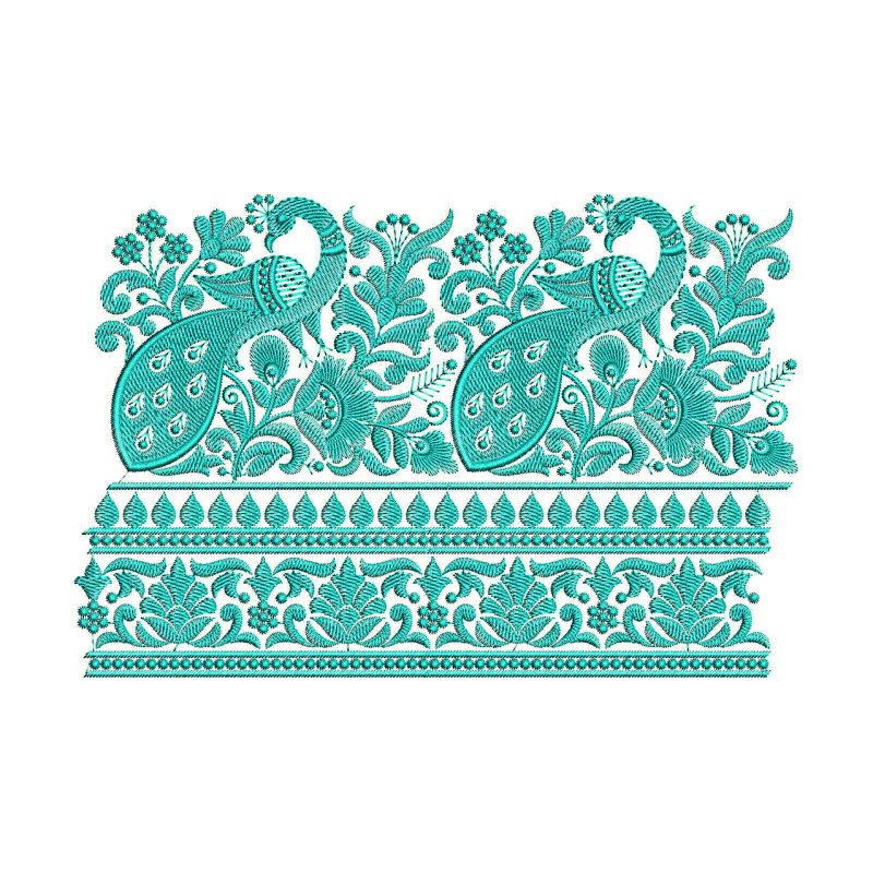 Peacock Border Embroidery Design