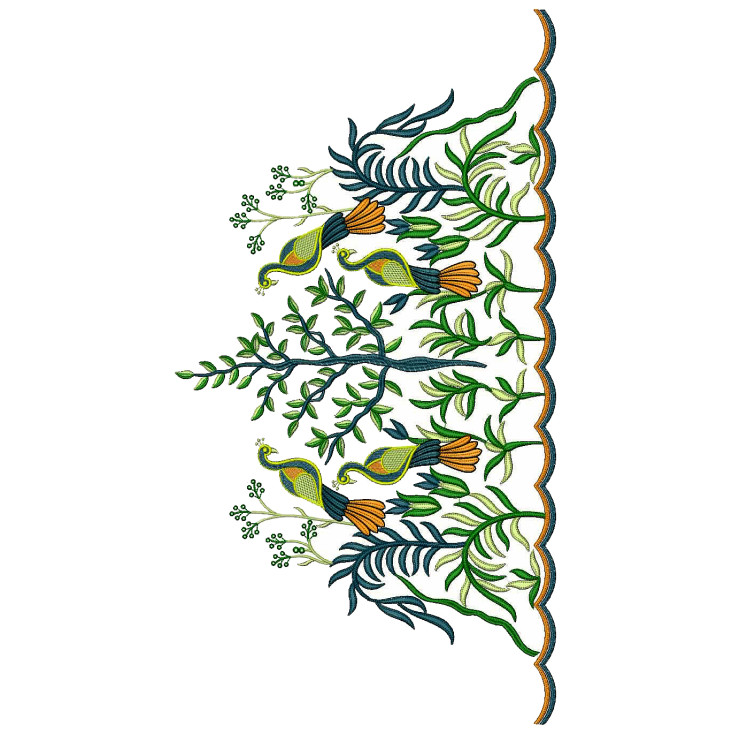 Peacock CutWork Border Embroidery Design 25098