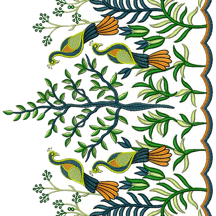 Peacock CutWork Border Embroidery Design 25098