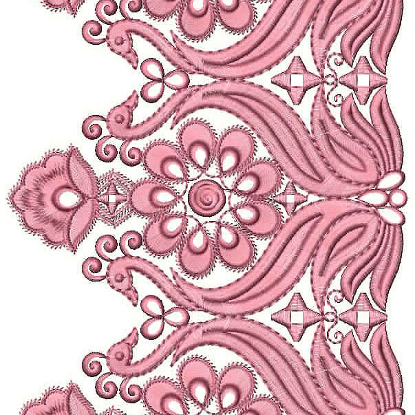 Peacock With Flower Mirror Work Embroidery Design 24800