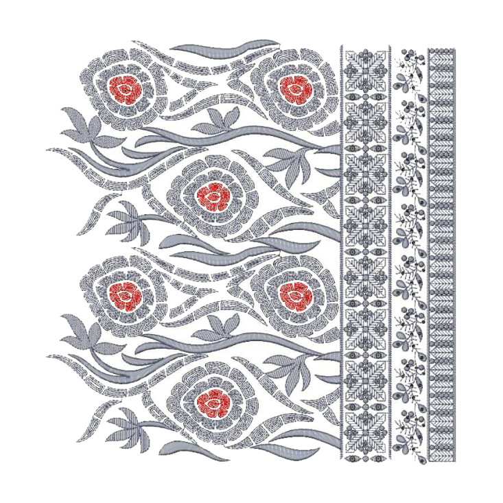 Sequins Border Embroidery Design 25733