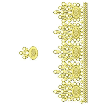 Simple Mirror Work Border Embroidery Design 24813