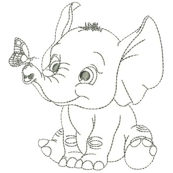 Baby Elephant Embroidery Design