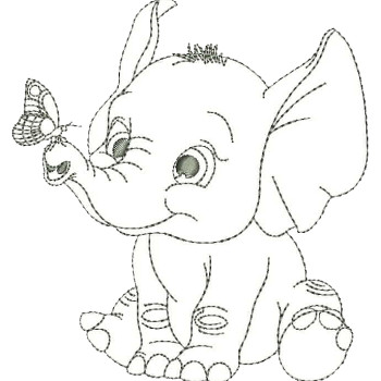 Baby Elephant Embroidery Design
