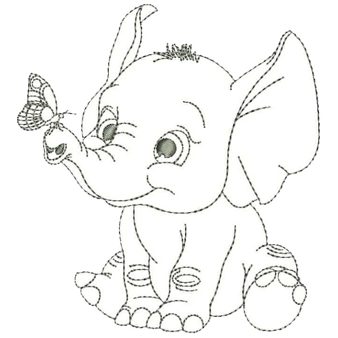 Baby Elephant Embroidery Design