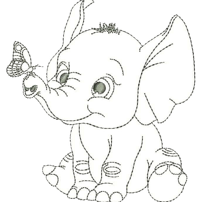Baby Elephant Embroidery Design