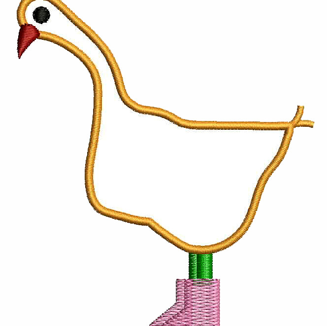 Chicken Outline Machine Embroidery Design 25624