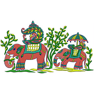 Ethnic Elephant Cushion Cover Embroidery Design