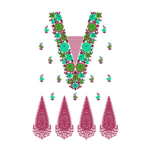 Long Evening Dresses Embroidery Design