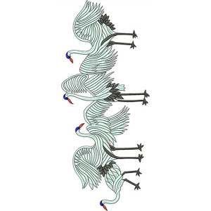 Advanced And Japanese White Crane Embroidery Design 21377