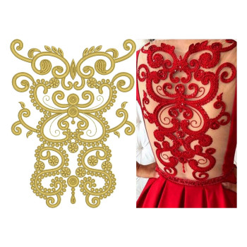 Wedding Dress Back Embroidery Design 21495