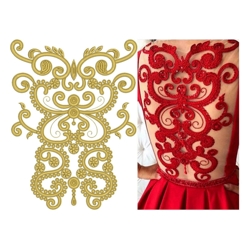 Wedding Dress Back Embroidery Design 21495