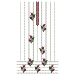 Colorful Flower And Zigzag Line Dress Design 24033