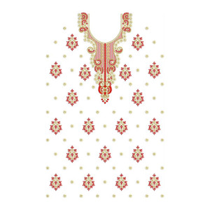 Straight Petal Flower Design In Dress Embroidery 24403