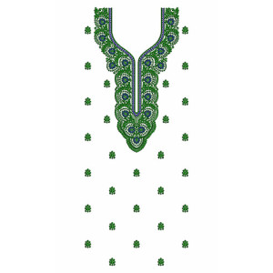 Bunch Of Leaf Designs In Dress Embroidery 24407