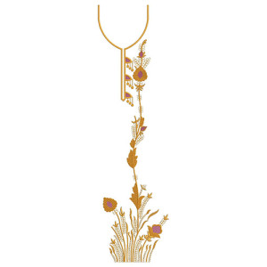 Big Leaf Vine Design In Dress Embroidery 24482