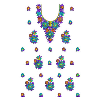 Rose Floral Mexican Embroidery Dress Design 25214