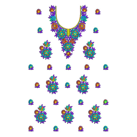 Rose Floral Mexican Embroidery Dress Design 25214