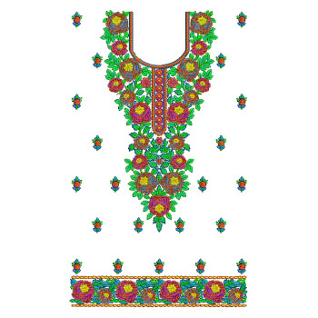 Lovely Peony Floral Embroidery Dress Design 25226