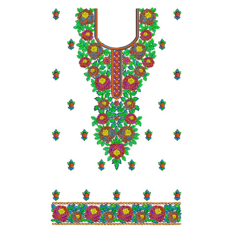 Lovely Peony Floral Embroidery Dress Design 25226