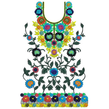 Color Full Hand Embroidery Ladies Dress Design 25227