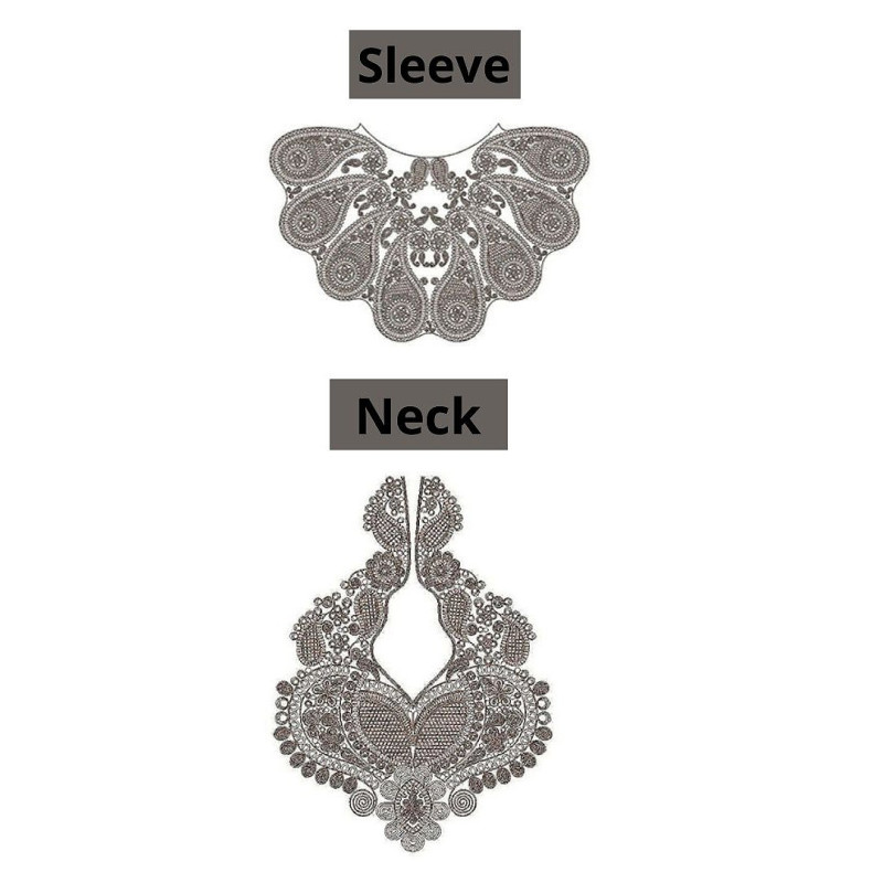 Macedonian Sleeve And Neck Cording Embroidery Design 25954