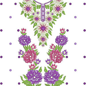 Vibrant Floral Neckline Embroidery Design