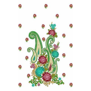 Colorful Paisley Dress Embroidery Design