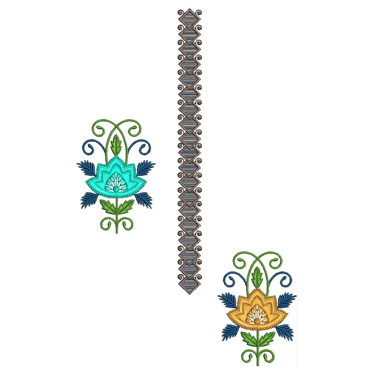 Dress Neck Embroidery Design 25086