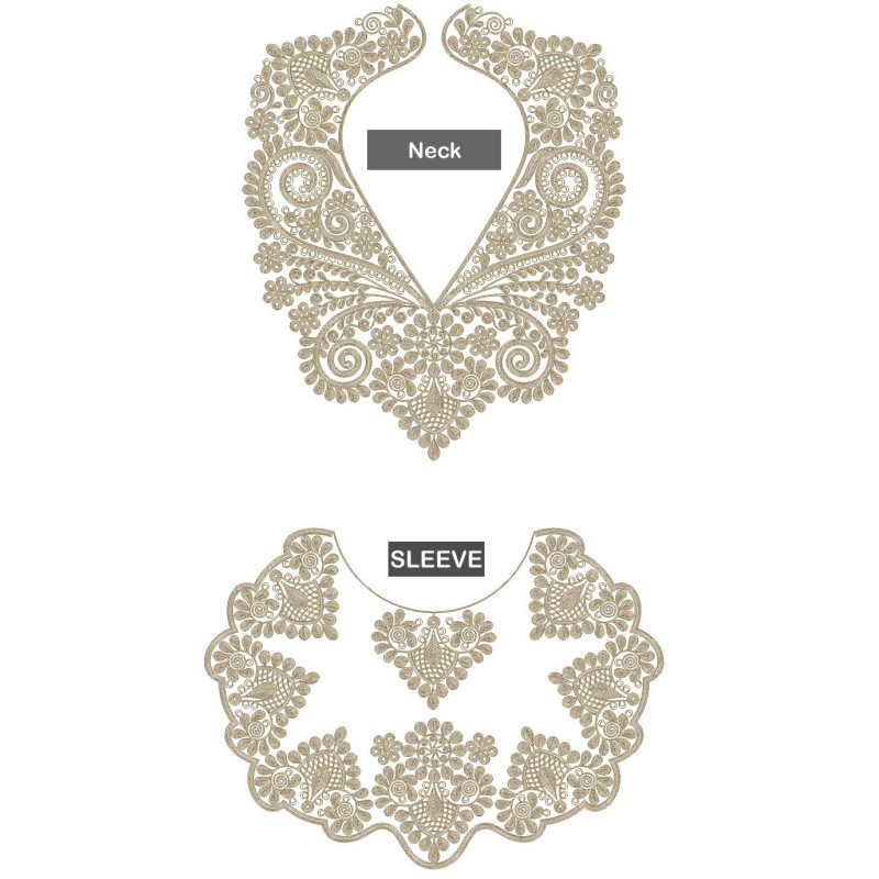 Macedonian Sleeve And Neck Cording Embroidery Design