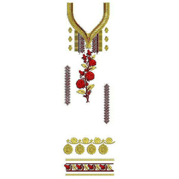 Rose Flower Petal Dress Embroidery Design 24729