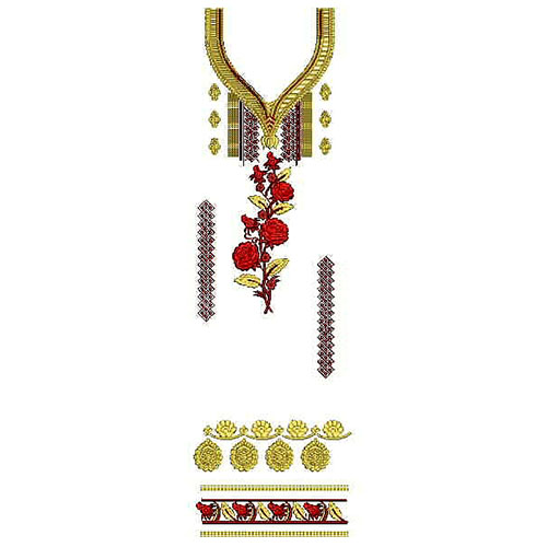 Rose Flower Petal Dress Embroidery Design 24729