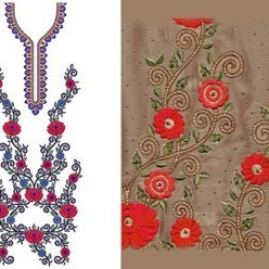 Blade Cutting Floral Dress Embroidery Design 30323