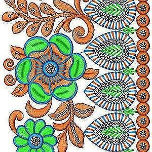 Sequins Lace Border Embroidery Design 1453