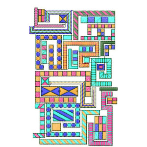 Geometrical Lace Fabric Embroidery Design