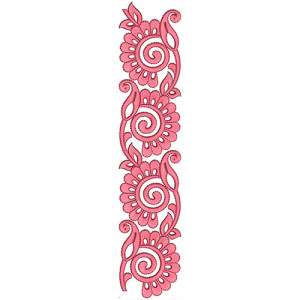 Wide Pink Flower Lace Embroidery Design 19843