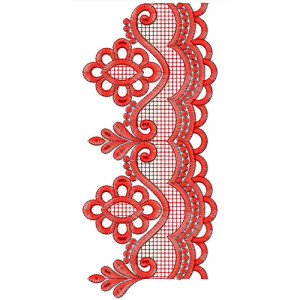 White Thread Embroidery Lace Design 21257