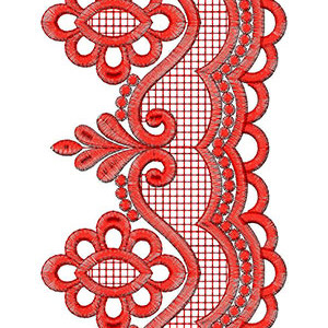 White Thread Embroidery Lace Design 21257