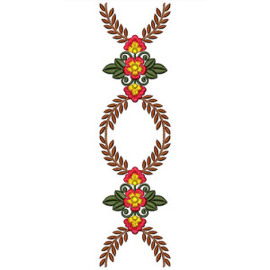 Autumn Leaves Wreath Border Embroidery Design 21603