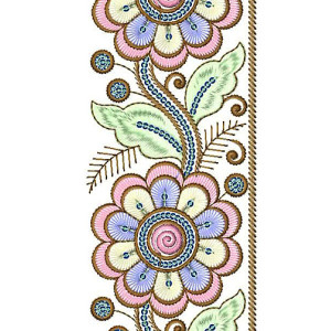 Colorful Pink Silk Embroidery Lace Design