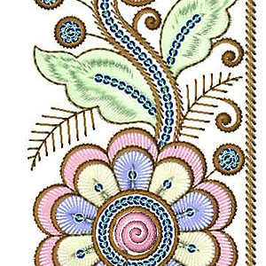 Colorful Pink Silk Embroidery Lace Design