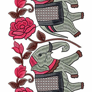 Elephant With Flower Base Embroidery Design 21941