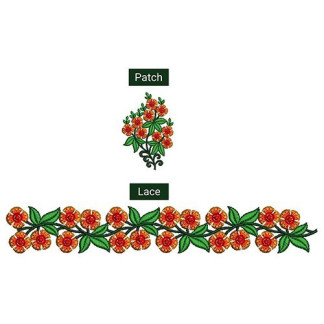 Embroidery Lace With Red Flowers